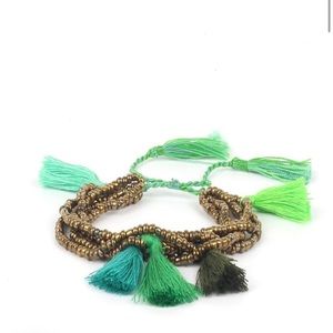 Boho Green Tassel Bracelet